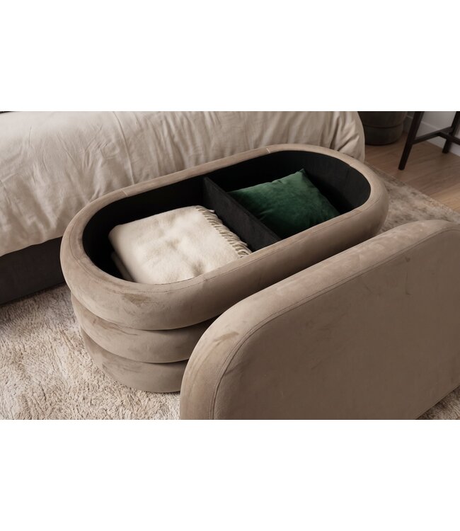 Invicta Interior Bankje met opbergruimte VOGUE 85cm ovaal bekleed fluweel champagne