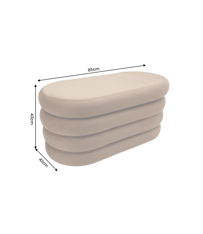Invicta Interior Bankje met opbergruimte VOGUE 85cm ovaal bekleed fluweel champagne