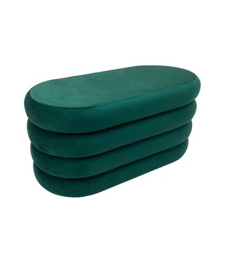 Invicta Interior Bankje VOGUE 85cm ovaal bekleed met opbergruimte fluweel groen