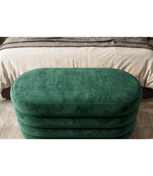 Invicta Interior Bankje VOGUE 85cm ovaal bekleed met opbergruimte fluweel groen