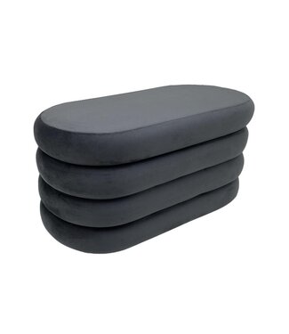 Invicta Interior Bankje VOGUE 85cm ovaal bekleed met opbergvak fluweel grijs