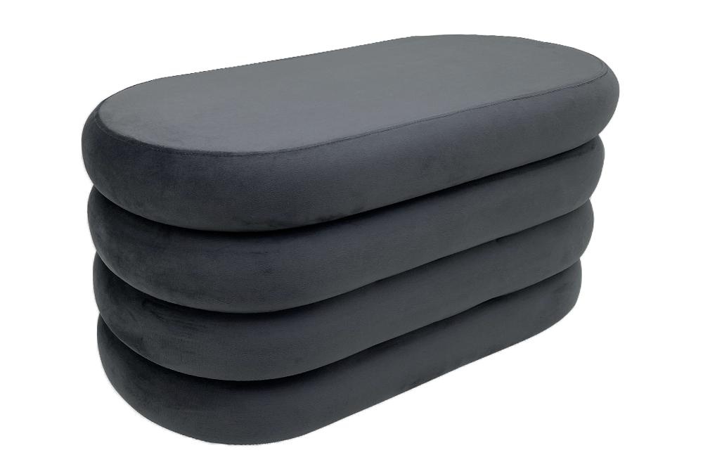Bankje VOGUE 85cm ovaal bekleed met opbergvak fluweel grijs - 48926