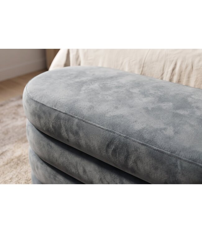 Invicta Interior Bankje VOGUE 85cm ovaal bekleed met opbergvak fluweel grijs