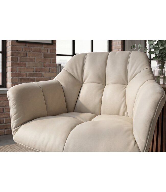 Invicta Interior Draaibare fauteuil PAPILLON roteerbaar 180° met armleuningen leder beige