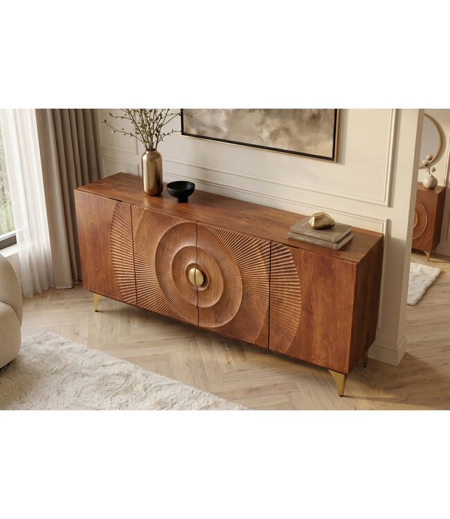 Invicta Interior Dressoir GOLDEN SUNSET 180cm 3D mango wood bruin