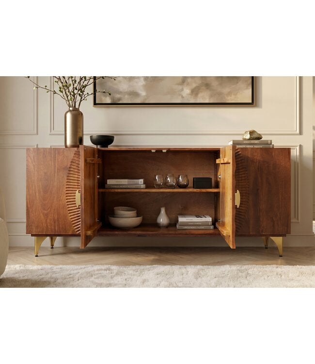 Invicta Interior Dressoir GOLDEN SUNSET 180cm 3D mango wood bruin