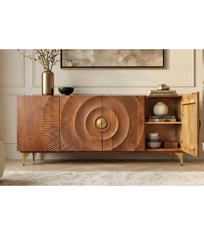 Invicta Interior Dressoir GOLDEN SUNSET 180cm 3D mango wood bruin