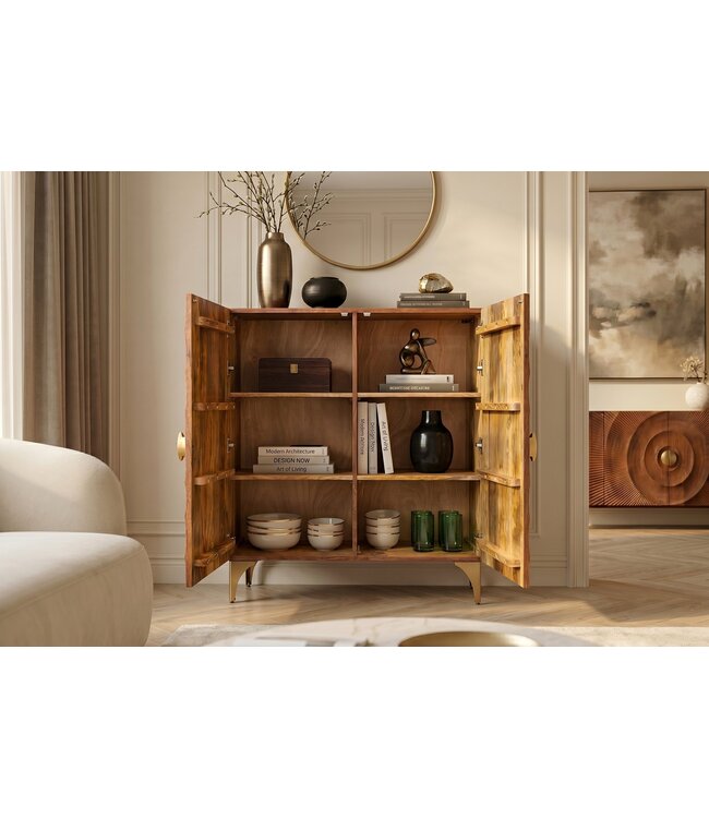 Invicta Interior Highboard GOLDEN SUNSET 120cm 3D mangohout bruin