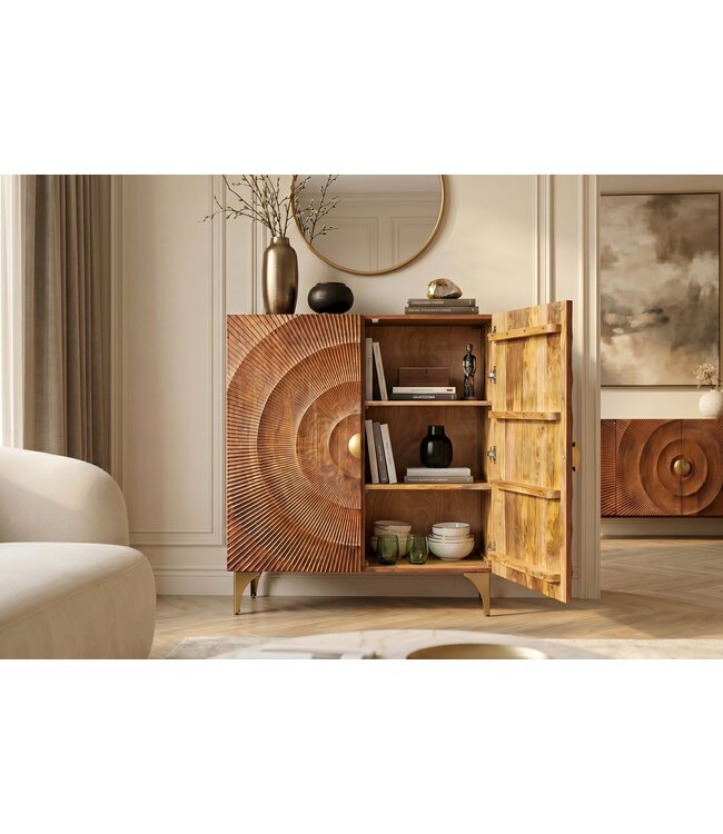 Invicta Interior Highboard GOLDEN SUNSET 120cm 3D mangohout bruin