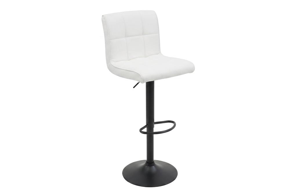 Barkruk MODENA 92-116cm 360° draaibaar kunstleer wit met zwart metalen frame - 49717