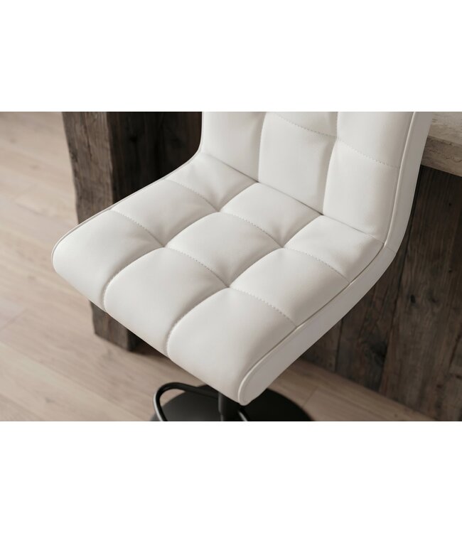 Invicta Interior Barkruk MODENA 92-116cm 360° draaibaar kunstleer wit met zwart metalen frame