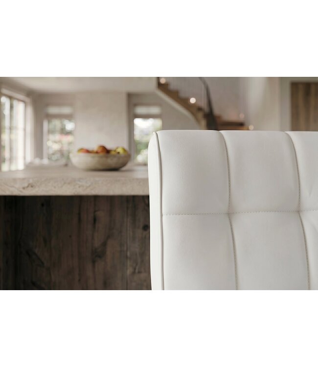 Invicta Interior Barkruk MODENA 92-116cm 360° draaibaar kunstleer wit met zwart metalen frame