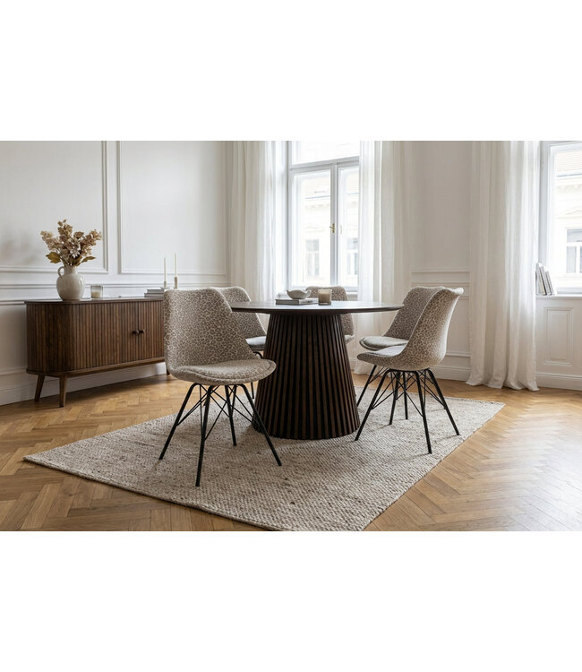 Invicta Interior Stoel SCANDINAVIA MEISTERSTÜCK luipaardpatroon beige grijs