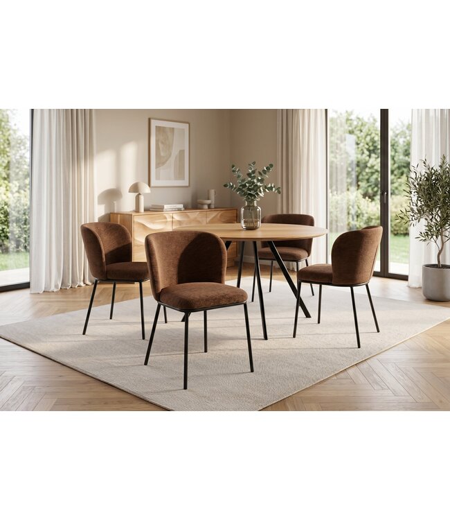 Invicta Interior Stoel LYON zwart metaal rek bruin