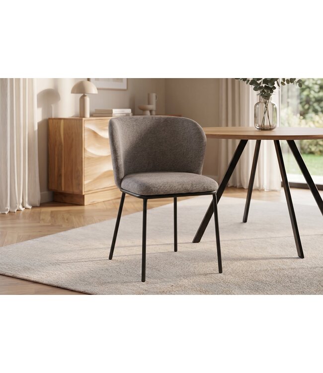 Invicta Interior Stoel LYON zwart metaal rek grijs-beige