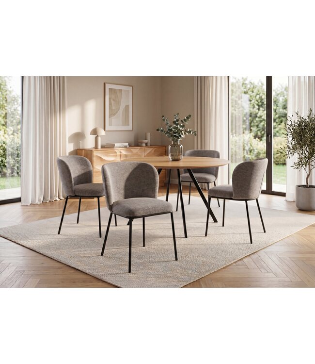Invicta Interior Stoel LYON zwart metaal rek grijs-beige