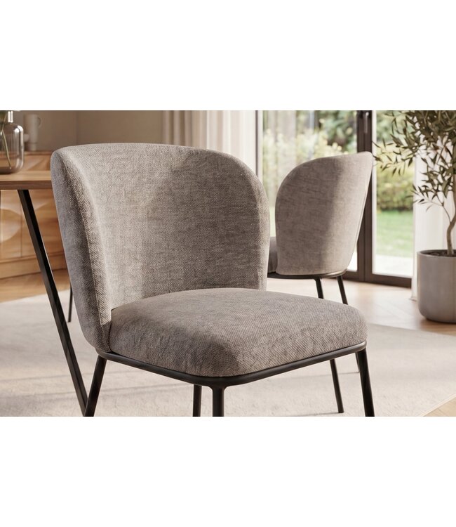 Invicta Interior Stoel LYON zwart metaal rek grijs-beige