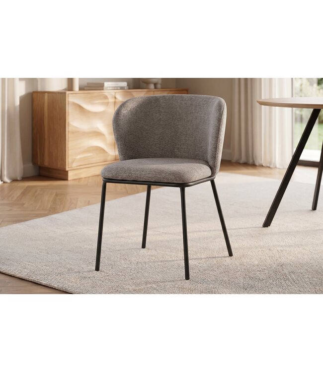 Invicta Interior Stoel LYON zwart metaal rek grijs-beige