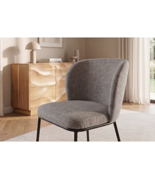 Invicta Interior Stoel LYON zwart metaal rek grijs-beige