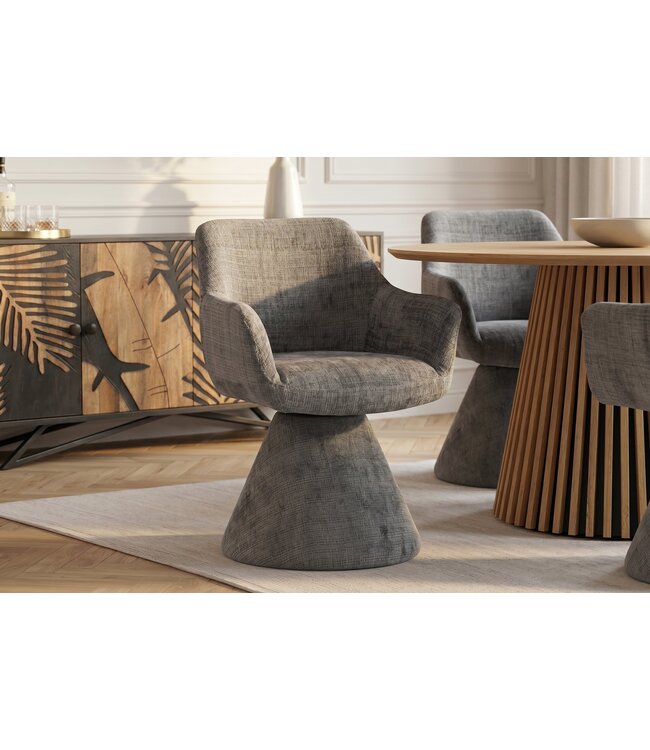 Invicta Interior Draaistoel AMBIENTO 180° auto-return met armleuningen chenille grijs