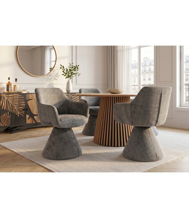 Invicta Interior Draaistoel AMBIENTO 180° auto-return met armleuningen chenille grijs