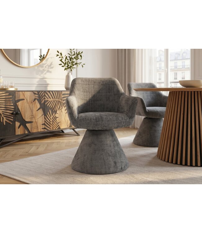 Invicta Interior Draaistoel AMBIENTO 180° auto-return met armleuningen chenille grijs