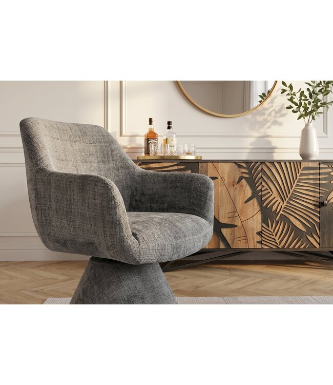 Invicta Interior Draaistoel AMBIENTO 180° auto-return met armleuningen chenille grijs