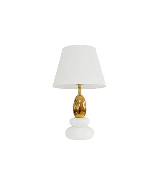Invicta Interior Tafellamp STONES OF ZEN 45cm met verstelbare lampenkap wit goud