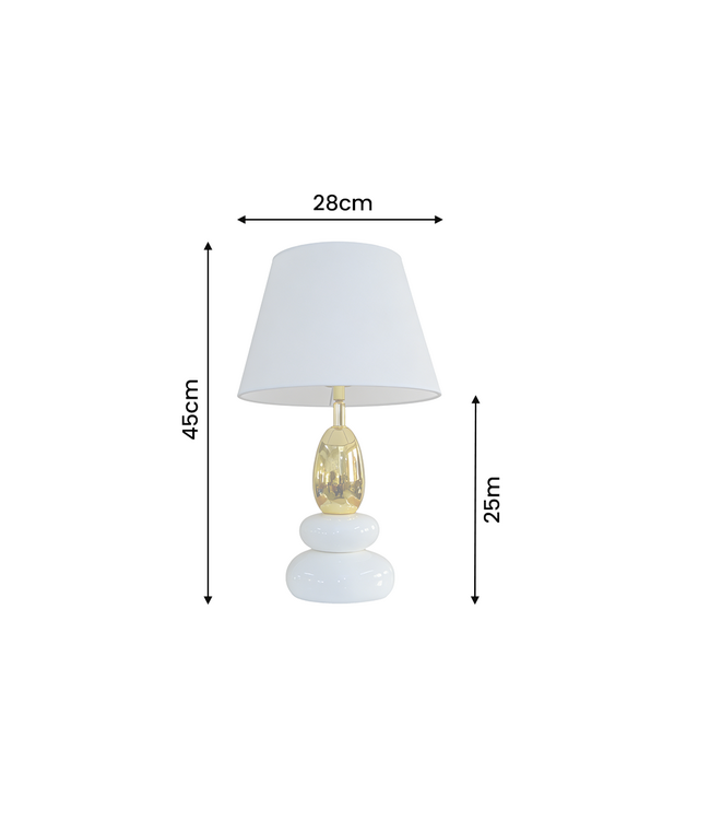 Invicta Interior Tafellamp STONES OF ZEN 45cm met verstelbare lampenkap wit goud