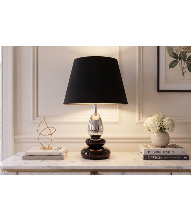 Invicta Interior Tafellamp STONES OF ZEN 45cm met verstelbare lampenkap zwart zilver