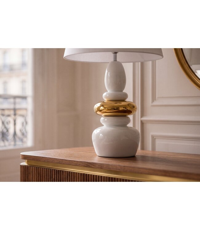 Invicta Interior Tafellamp STONES OF ZEN 70cm met verstelbare lampenkap wit goud