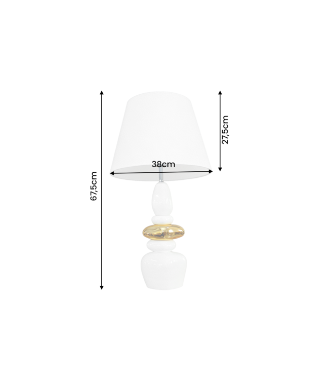 Invicta Interior Tafellamp STONES OF ZEN 70cm met verstelbare lampenkap wit goud