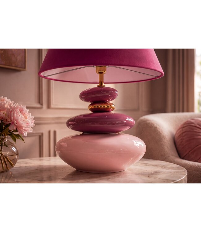 Invicta Interior Tafellamp STONES OF ECSTASY 60cm met verstelbare lampenkap roze goud