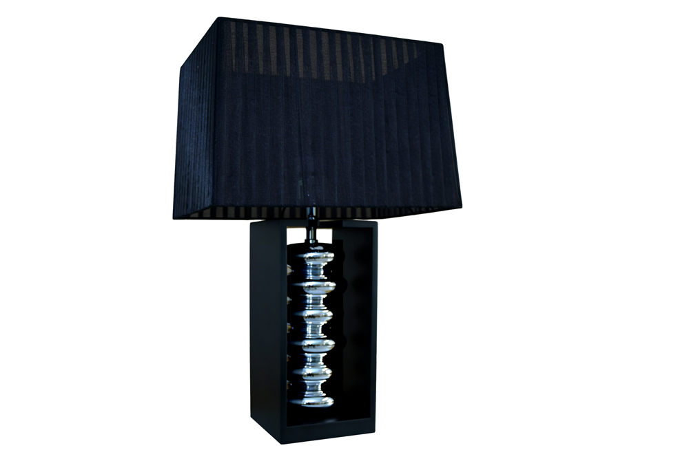 Tafellamp GRACIA 55cm met verstelbare lampenkap zwart zilver - 70022