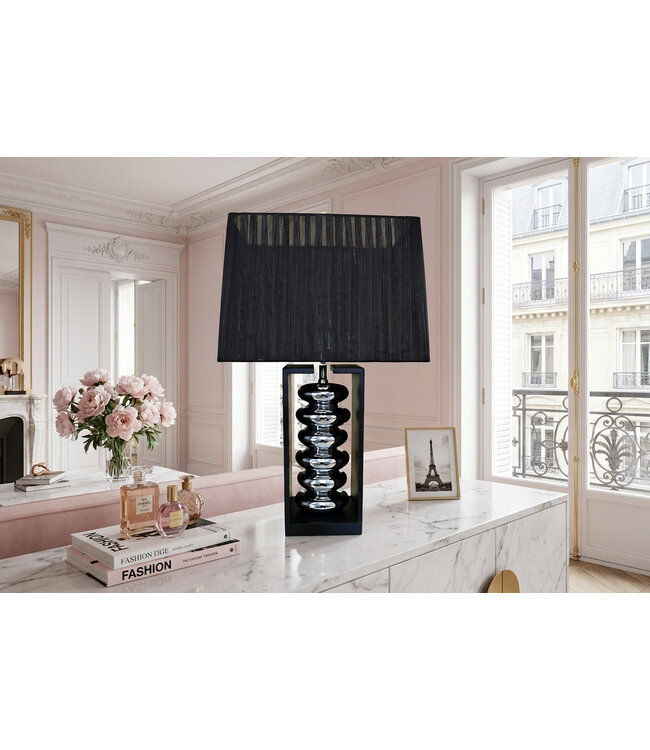 Invicta Interior Tafellamp GRACIA 55cm met verstelbare lampenkap zwart zilver