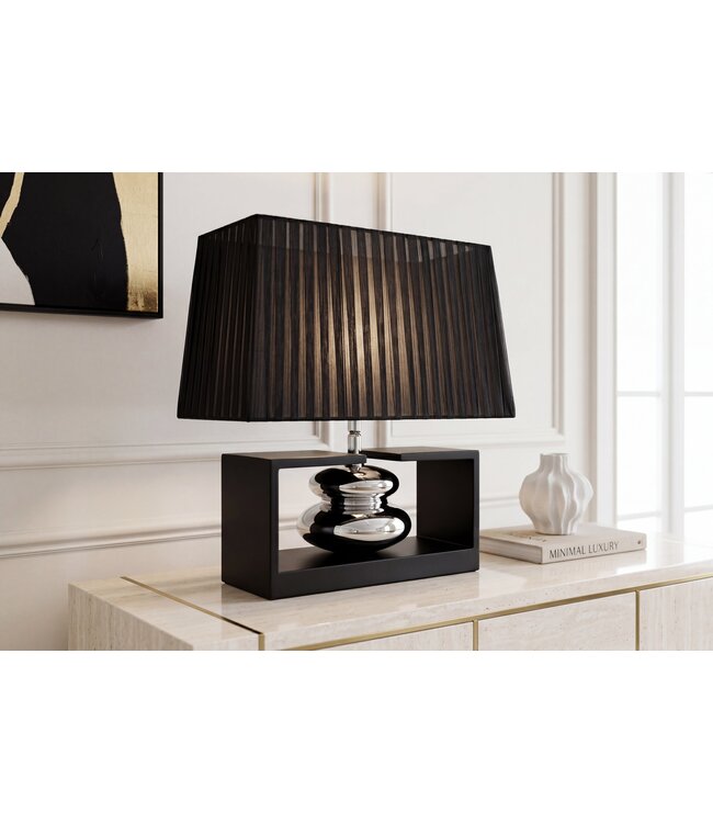 Invicta Interior Tafellamp GRACIA 35cm met verstelbare lampenkap zwart zilver