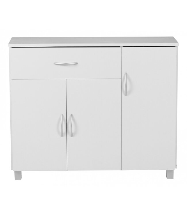 Wohnling dressoir JARRY mat wit lade 1 en 3 Doors 90 x 75 x 30 cm | Ontwerp commode | Pantry-vloer kast met handvatten