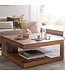 Wohnling salontafel massief hout Sheesham 90cm Ontwerp salontafel donkerbruine landelijke stijl tafel