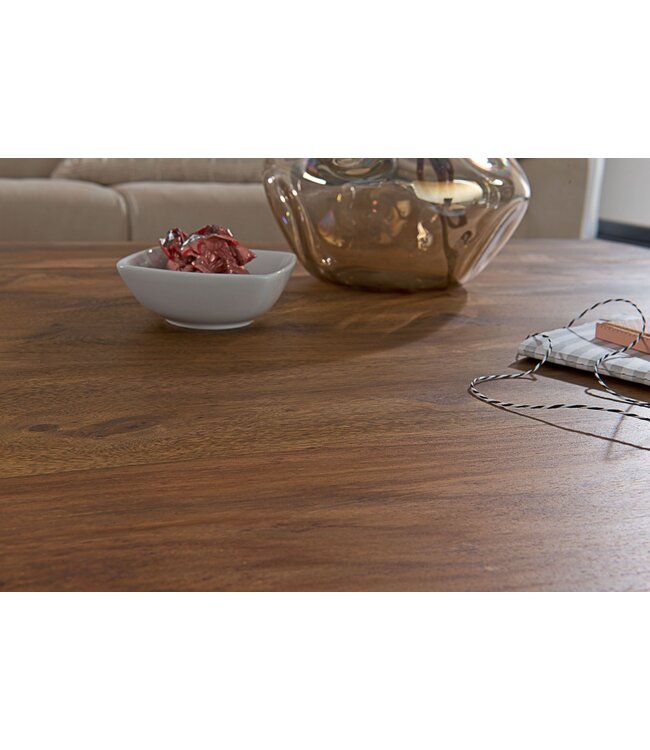 Wohnling salontafel massief hout Sheesham 90cm Ontwerp salontafel donkerbruine landelijke stijl tafel