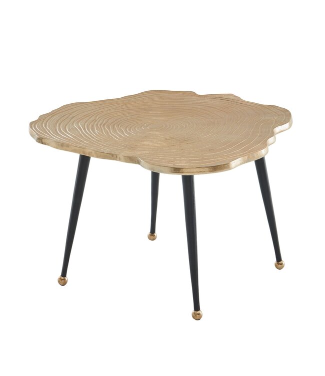 Wohnling Koffietafel Aluminium Boomschijf 64x64x37 cm Salontafel Metaal Goud | Tafel Woonkamer Rond | Woonkamertafel Modern | Kleine Bijzettafel