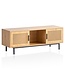 Wohnling Lowboard eiken decor met Weens vlechtwerk 120x45,5x40 cm TV-meubel tijdloos met schuifdeuren, design TV-kast hoog, TV-tafel TV-kast, TV-kast woonkamer rotan