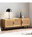 Wohnling Lowboard eiken decor met Weens vlechtwerk 120x45,5x40 cm TV-meubel tijdloos met schuifdeuren, design TV-kast hoog, TV-tafel TV-kast, TV-kast woonkamer rotan