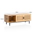 Wohnling Lowboard eiken decor met Weens vlechtwerk 120x45,5x40 cm TV-meubel tijdloos met schuifdeuren, design TV-kast hoog, TV-tafel TV-kast, TV-kast woonkamer rotan