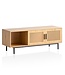 Wohnling Lowboard eiken decor met Weens vlechtwerk 120x45,5x40 cm TV-meubel tijdloos met schuifdeuren, design TV-kast hoog, TV-tafel TV-kast, TV-kast woonkamer rotan