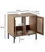 Wohnling wastafelonderkast eiken look 60x60x40 cm met deuren, badkamerkast met rotanweefsel, staande onderkast, badkamerkast midikast kleine wastafel