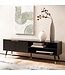 Wohnling Lowboard zwart met eiken decor 150x51x39 cm tv-kast modern, design tv-kast hoog, tv-tafel tv-kast met deuren en opbergvakken, tv-kast woonkamer