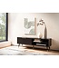 Wohnling Lowboard zwart met eiken decor 150x51x39 cm tv-kast modern, design tv-kast hoog, tv-tafel tv-kast met deuren en opbergvakken, tv-kast woonkamer