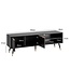 Wohnling Lowboard zwart met eiken decor 150x51x39 cm tv-kast modern, design tv-kast hoog, tv-tafel tv-kast met deuren en opbergvakken, tv-kast woonkamer
