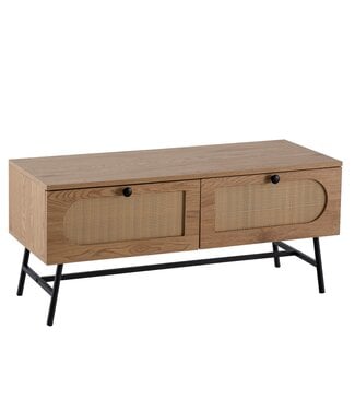 Wohnling Lowboard 100x45x40 cm TV-kast met eiken decor & rotan, design TV-kast hoog met laden, TV-tafel TV-kast, TV-kast woonkamer