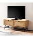 Wohnling Lowboard 100x45x40 cm TV-kast met eiken decor & rotan, design TV-kast hoog met laden, TV-tafel TV-kast, TV-kast woonkamer